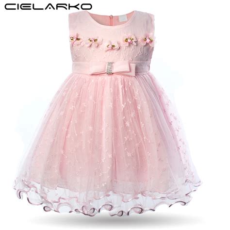 Cielarko Baby Girl Dress Flower Birthday Party Infant Dresses Pink