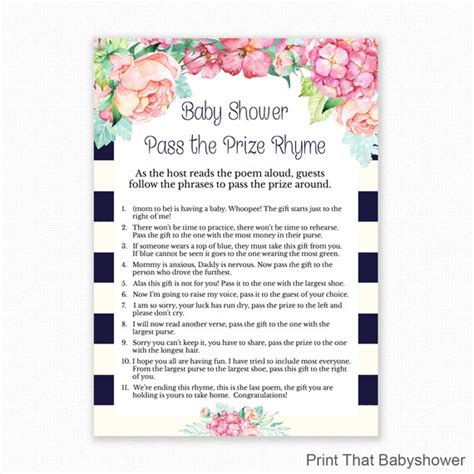 Baby Shower Game Floral Baby Shower Pass The Parcel Rhyme