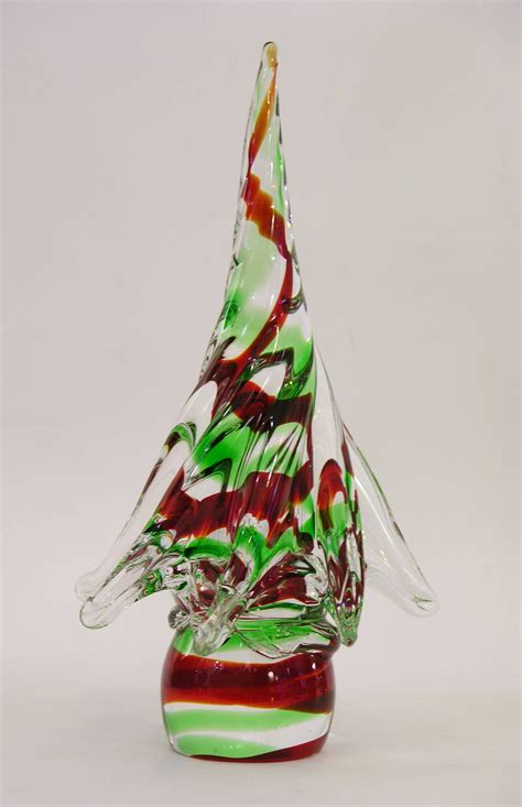 Vintage Italian Murano Glass Christmas Tree Sculptures By Formia At