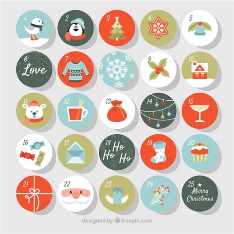 Free Vector Cute Christmas Advent Calendar