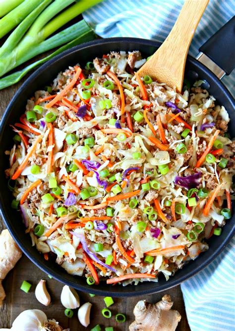 Add pork, breaking it up with a wooden spoon or spatula. Egg Roll in a Bowl {An Easy One Skillet Meal} - Happy-Go-Lucky