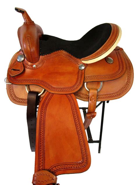 15 16 Trail Saddle Western Horse Pleasure Genuine Tooled Leather Brown