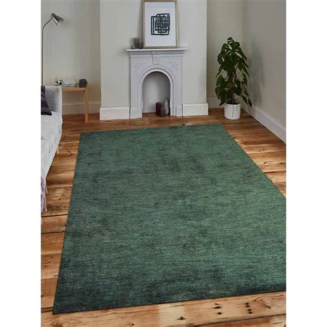 Rugsotic Carpets Hand Knotted Silk Mix 6x9 Area Rug Solid Dark Green