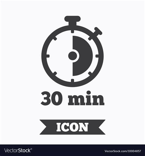 Timer Sign Icon 30 Minutes Stopwatch Symbol Vector Image
