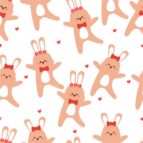 Seamless Pattern Cute Cartoon Happy Bunny Vector Seamless Pattern