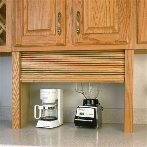 Refurbished kitchen cabinets for the ultimate work bench. Appliance Garage - Wood Tambour Kitchen Straight Appliance ...