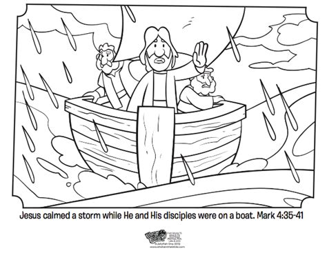 In another page, jesus is seen aboard a boat calming a storm as the other passengers look on. Jesus Calms the Storm - Bible Coloring Pages | What's in ...