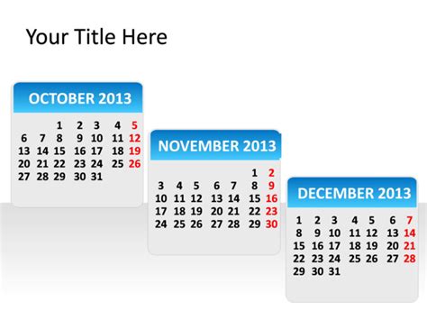 Powerpoint Slide Calendar Diagram 3 Months Blue Pl216
