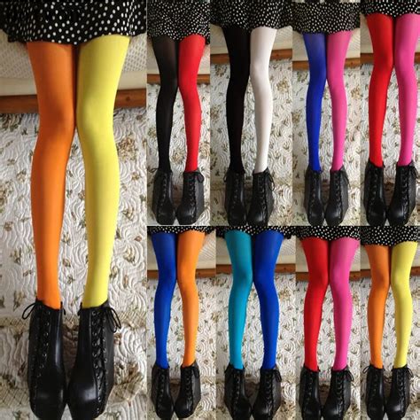 women patchwork footed tights stretchy pantyhose stockings elastic two color silk stockings
