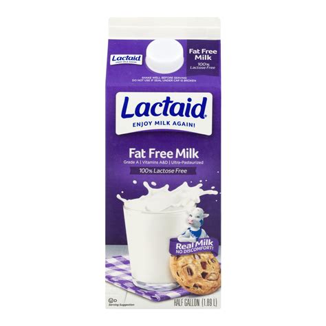 Lactaid 100 Lactose Free Fat Free Milk Half Gallon