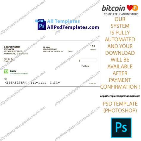 Td Bank Check Template All Psd Templates