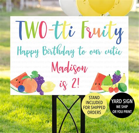 Twotti Fruity Birthday Sign Two Tti Fruity Welcome Sign Fruit