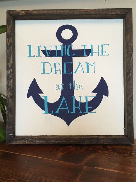 Framed wooden sign. Lake sign. Living the dream at the lake