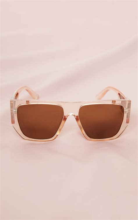 brown clear squareframe sunglasses prettylittlething usa