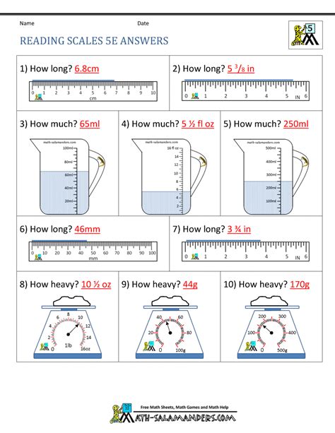 5th Grade Math Measurement Worksheets