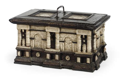 A Malines Eboniszd Wood And Alabaster Table Casket 17th Century
