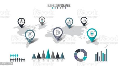 Vector World Map With Pointer Marks Stock Illustration Download Image