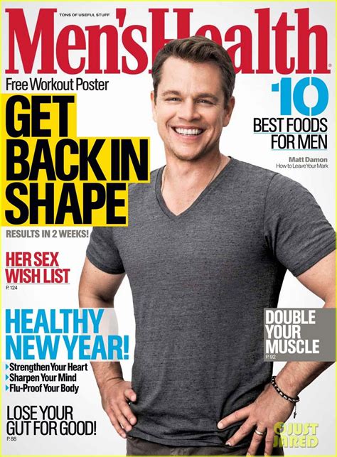 Matt Damon Shows Off His Pearly Whites On The Cover Of Mens Health Magazines January February
