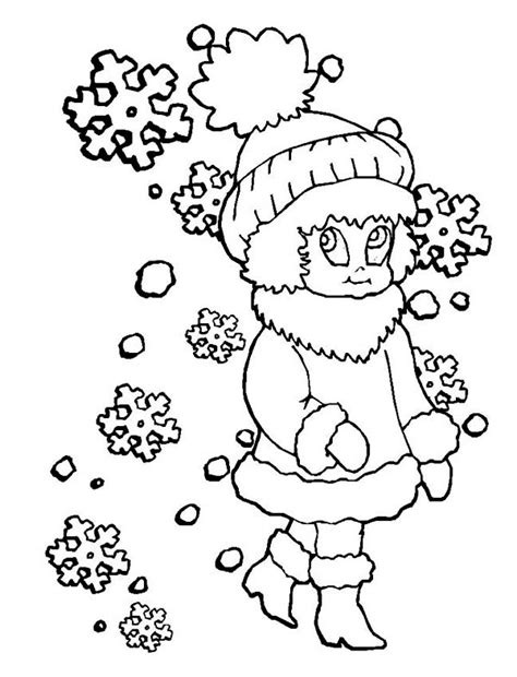 Young Little Girl In Winter Season Outfit Coloring Page Color Luna