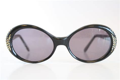 Black Rhinestone Cat Eye Sunglasses Vintage Eyewear Retro Etsy Cat