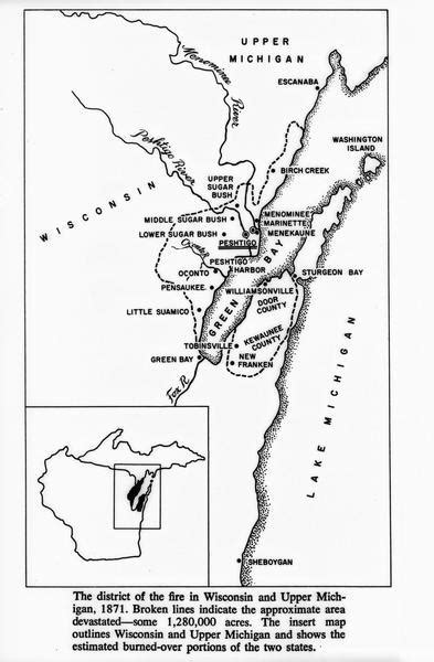 Map Of Peshtigo Fire Map Or Atlas Wisconsin Historical Society