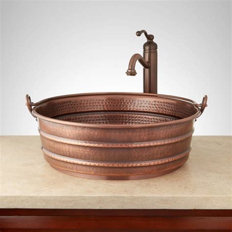 Signature Hardware Copper Vessel Bathroom Sink Traditional Bathroom Sinks By