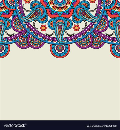 Indian Paisley Doodle Upper Border Royalty Free Vector Image
