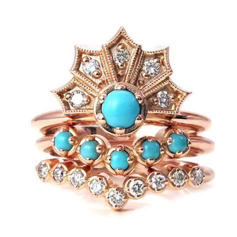 15 Unique Fitted Engagement Ring And Wedding Band Combos That Just Belong Together Turquoise