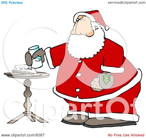 So far i've shared two christmas cookie recipes including peppermint bark cookies and spritz cookies. Santa Claus with Fresh Milk and Cookies Clipart Picture by ...