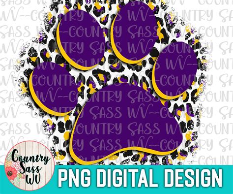 Panthers Pawprint Purplegold Paw Png Ready To Print Etsy