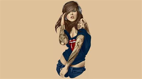 Download Tattooed Woman With Swag Wallpaper