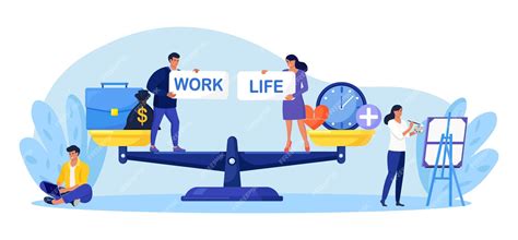 Premium Vector | Life and work balance on scales people keep harmony