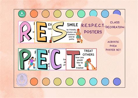 Respect Acrostic Poem Poster Set Classroom Decor Fun Printables