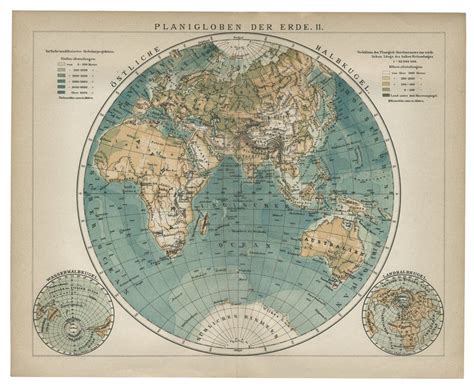Old 19th Century Map Of The Eastern Hemisphere Of The World Map Globe