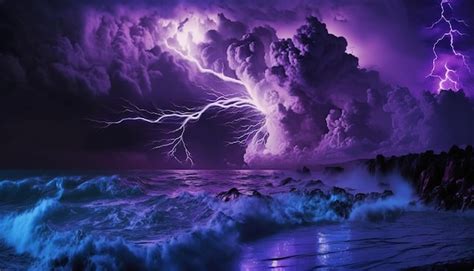 Premium Photo Sea Storms White Clouds Wind Waves Thunder And Lightning