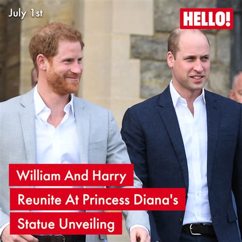 hello on twitter prince william and prince harry reunite for the unveiling of princess diana