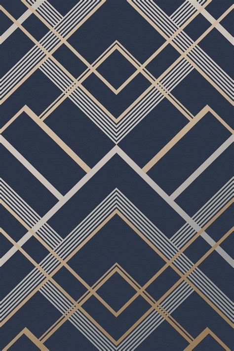An Abstract Blue And Gold Wallpaper With Squares Lines And Rectangles