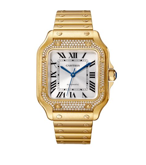 Cartier Medium Yellow Gold And Diamond Santos De Cartier Watch 35mm
