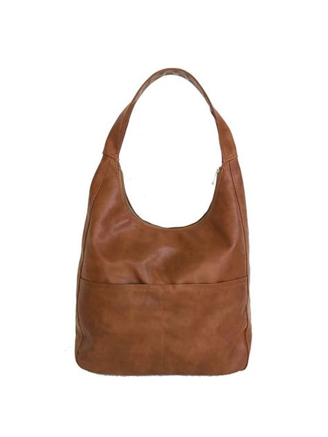 Brown Leather Hobo Bag Purse With Outside Pockets Fashion Handbag Coco