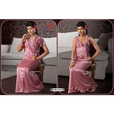 Pink Plain And Frilled Ladies Two Piece Nighty At Rs 420piece In Mumbai Id 4359611448