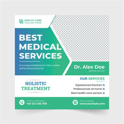 Best medical service promotional poster design with green and blue