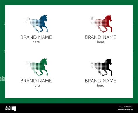 Conjunto De Caballos Corriendo En Diferentes Colores Para El Logotipo