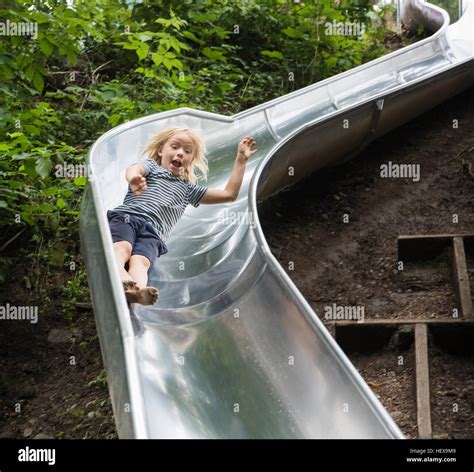 Metal Slide Playground Hi Res Stock Photography And Images Alamy