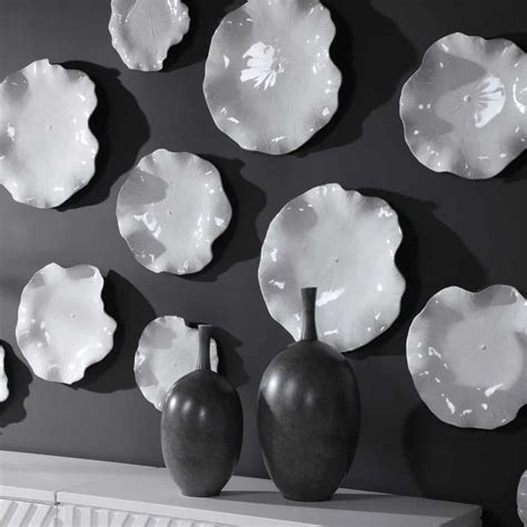 Abella Ceramic Wall Decor S3 White By Uttermost