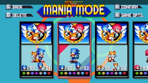 New Save Select Icons Sonic Mania Mods