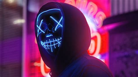 Neon Mask 4k Hd Artist 4k Wallpapers Images Backgroun