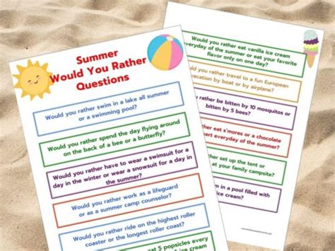 Summer Would You Rather Questions For Kids