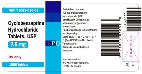 Cyclobenzaprine Hydrochloride Ipg Pharmaceuticals Inc Fda Package