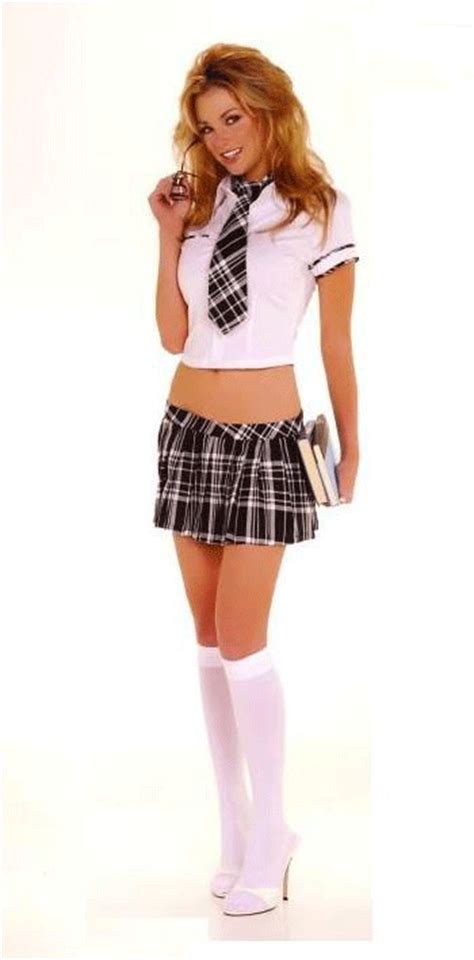 E35 Sexy School Girl Uniform Fancy Dress Costume Outfit Ebay