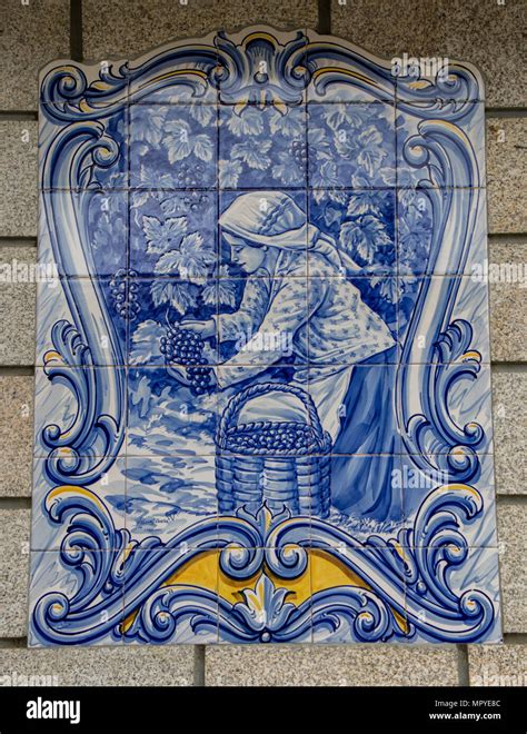 Tile Murals At Pinhao Railway Station Portugal Stock Photo Alamy